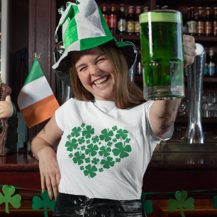 Irisches Grünes Kleeblatt Herz St. Patrick's Day  T-Shirt