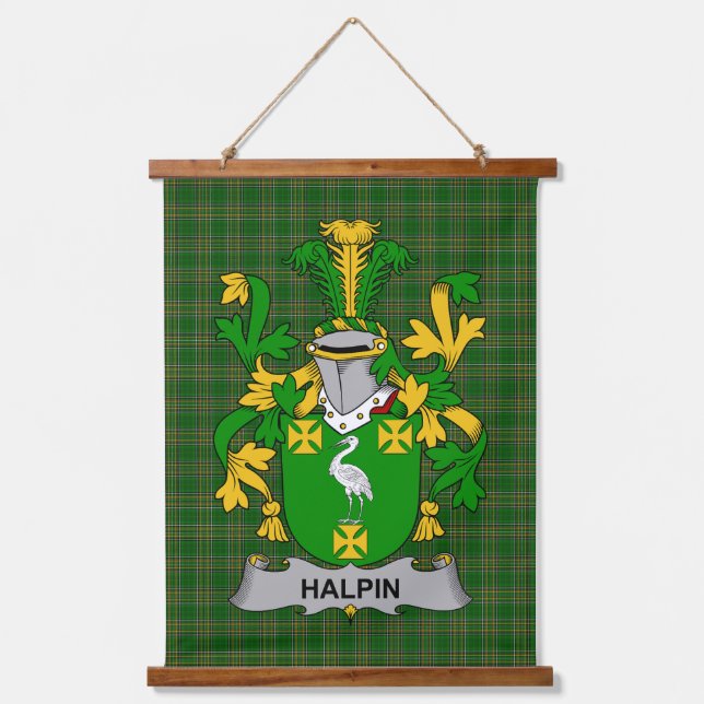 Irisches Halpin oder O_Halpin Wappen Familienwappe Wandteppich Mit Holzrahmen (Vorderseite)