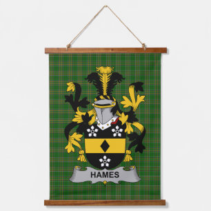 Irisches Hames Wappen Familienwappen Wandteppich Mit Holzrahmen