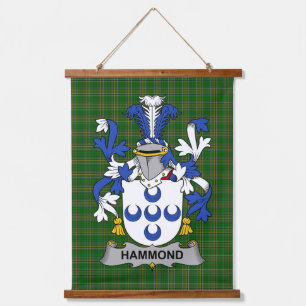 Irisches Hammond-Wappen Familienwappen Wandteppich Mit Holzrahmen