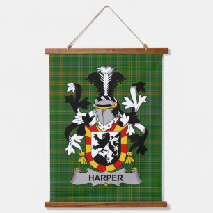 Irisches Harper-Wappen Familienwappen Wandteppich Mit Holzrahmen