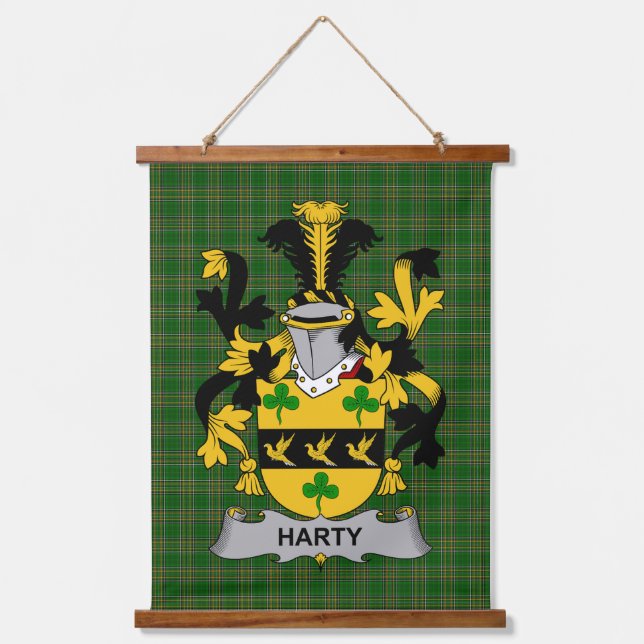 Irisches Harty oder O_Haherty Wappen Familienwappe Wandteppich Mit Holzrahmen (Vorderseite)