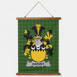 Irisches Harvey oder Hervey Wappen Familienwappen Wandteppich Mit Holzrahmen