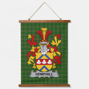 Irisches Hemphill-Wappen Familienwappen Wandteppich Mit Holzrahmen