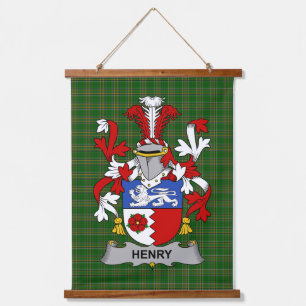 Irisches Henry oder O_Henry Wappen Familienwappen Wandteppich Mit Holzrahmen