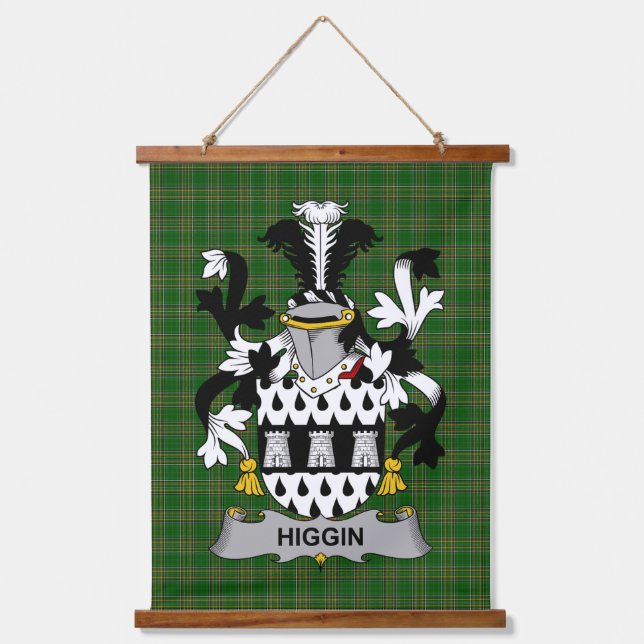 Irisches Higgin oder O_Higgin Wappen Familienwappe Wandteppich Mit Holzrahmen (Vorderseite)