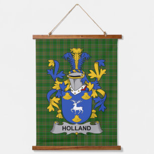 Irisches Holland-Wappen Familienwappen Wandteppich Mit Holzrahmen