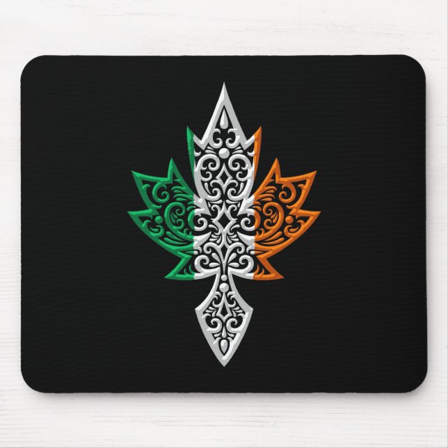 Irisches kanadisches Ahornblatt - Schwarzes Mousepad (Vorne)