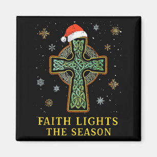 Irisches keltisches Kreuzknoten-Christentum-Santa- Magnet
