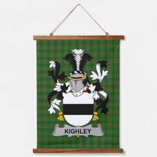 Irisches Kighley-Wappen Familienwappen Wandteppich Mit Holzrahmen