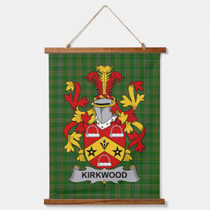 Irisches Kirkwood-Wappen Familienwappen Wandteppich Mit Holzrahmen