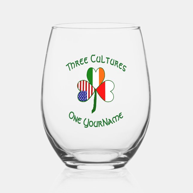 Irisches Kleeblatt für die polnische Flagge Person Weinglas Ohne Stiel (Vorderseite)