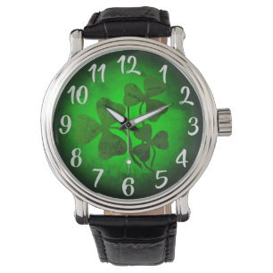 Irisches Kleeblatt/grünes Klee, Irland grünes Glüh Armbanduhr