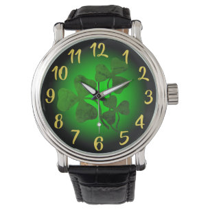 Irisches Kleeblatt/grünes Klee, Irland grünes Lich Armbanduhr