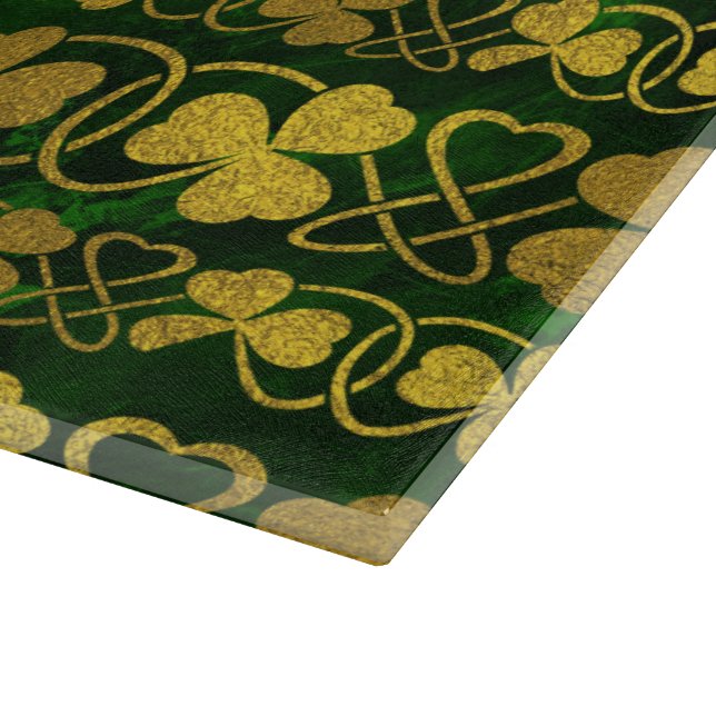 Irisches Kleeblatt - Klee-Gold und grünes Muster Schneidebrett (Ecke)