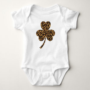Irisches Kleeblatt mit Leopard Print Baby Strampler
