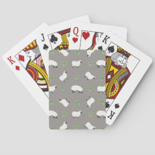 Irisches Kleeblatt und Schafmuster Spielkarten