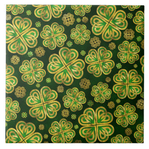 Irisches Kleeblatt Vierblatt Lucky Clover Pattern Fliese