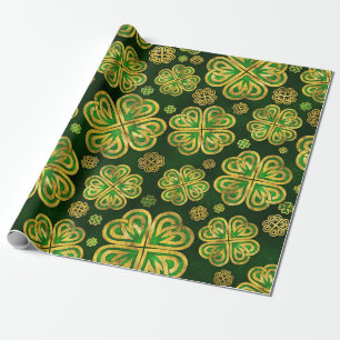 Irisches Kleeblatt Vierblatt Lucky Clover Pattern Geschenkpapier