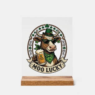 Irisches Kuh-Shirt Vintage St. Patrick Bier Design Acrylschild