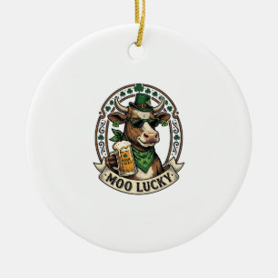 Irisches Kuh-Shirt Vintage St. Patrick Bier Design Keramik Ornament