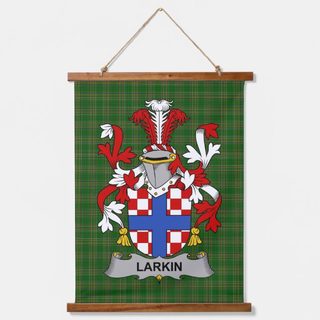 Irisches Larkin oder O_Larkin Wappen Familienwappe Wandteppich Mit Holzrahmen (Vorderseite)