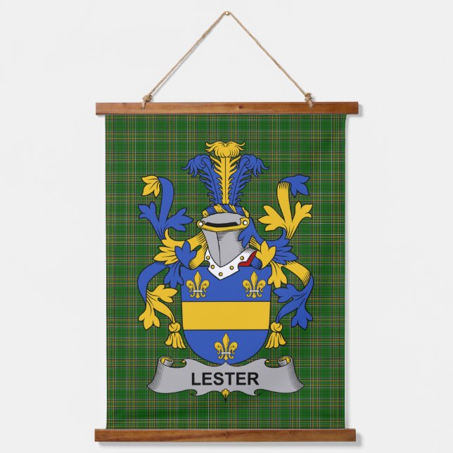 Irisches Lester oder McAlester Wappen Familienwapp Wandteppich Mit Holzrahmen (Vorderseite)