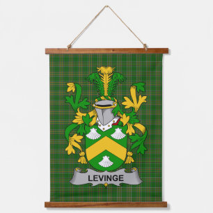 Irisches Levinge oder Levens Wappen Familienwappen Wandteppich Mit Holzrahmen