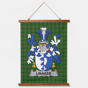 Irisches Linaker-Wappen Familienwappen Wandteppich Mit Holzrahmen