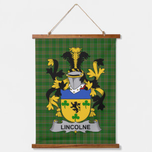 Irisches Lincolne-Wappen Familienwappen Wandteppich Mit Holzrahmen
