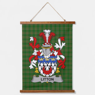 Irisches Litton-Wappen Familienwappen Wandteppich Mit Holzrahmen