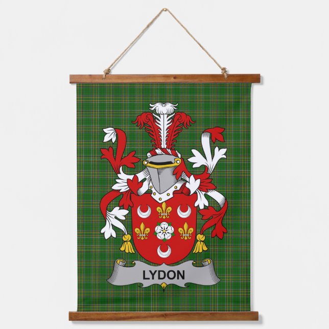 Irisches Lydon- oder Leyden-Wappen Familienwappen Wandteppich Mit Holzrahmen (Vorderseite)
