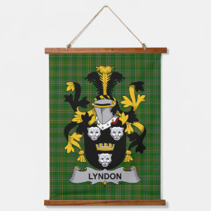 Irisches Lyndon oder Gindon Wappen Familienwappen Wandteppich Mit Holzrahmen
