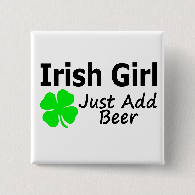 Irisches Mädchen addieren gerade Bier Button (Vorderseite)