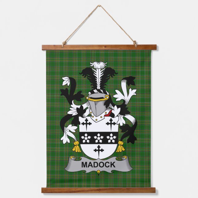 Irisches Madock oder Maddox Wappen Familienwappen Wandteppich Mit Holzrahmen (Vorderseite)