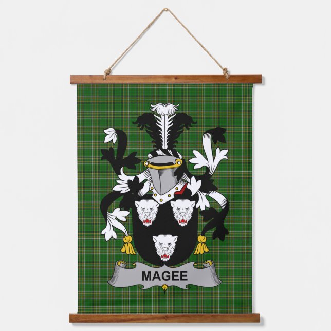 Irisches Magee oder McGee Wappen Familienwappen Wandteppich Mit Holzrahmen (Vorderseite)
