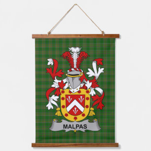 Irisches Malpas-Wappen Familienwappen Wandteppich Mit Holzrahmen