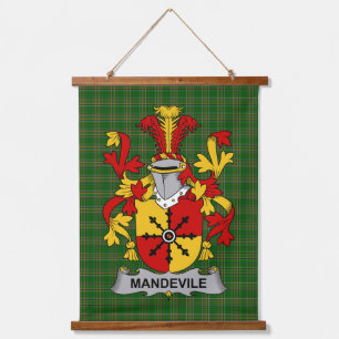 Irisches Mandevile-Wappen Familienwappen Wandteppich Mit Holzrahmen