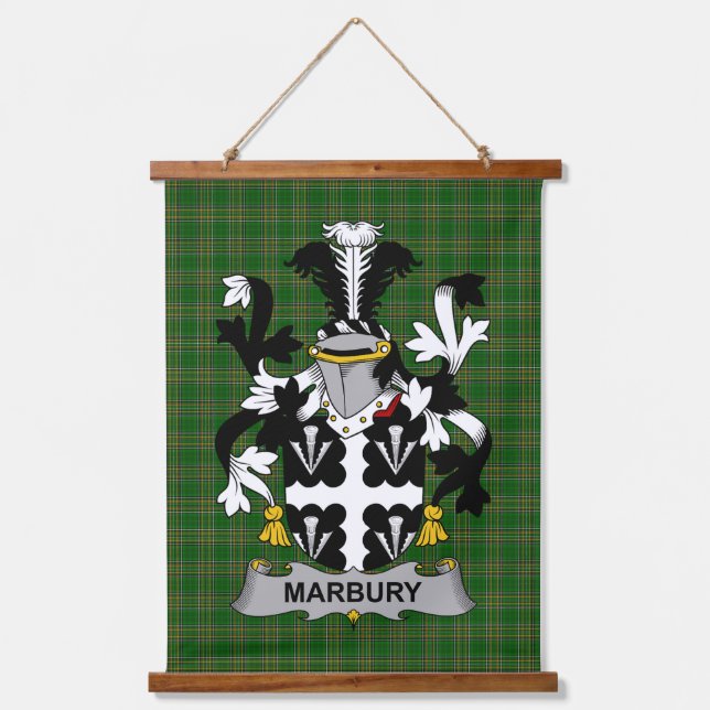 Irisches Marbury oder Maybery Wappen Familienwappe Wandteppich Mit Holzrahmen (Vorderseite)