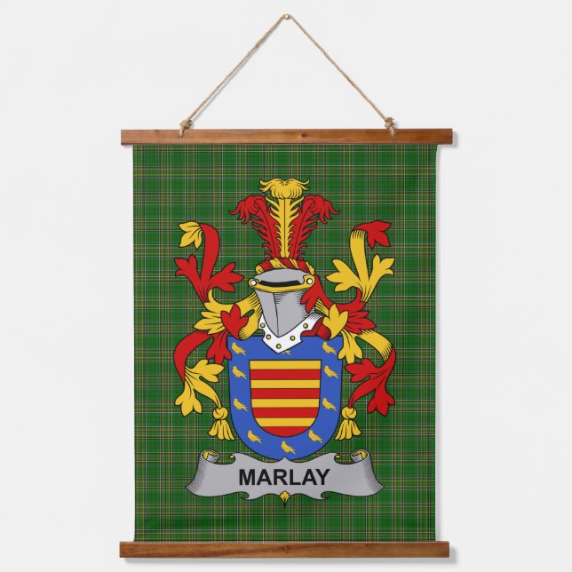Irisches Marlay oder O_Marley Wappen Familienwappe Wandteppich Mit Holzrahmen (Vorderseite)