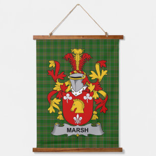 Irisches Marsh-Wappen Familienwappen Wandteppich Mit Holzrahmen