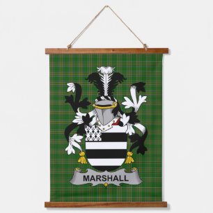 Irisches Marshall-Wappen Familienwappen Wandteppich Mit Holzrahmen