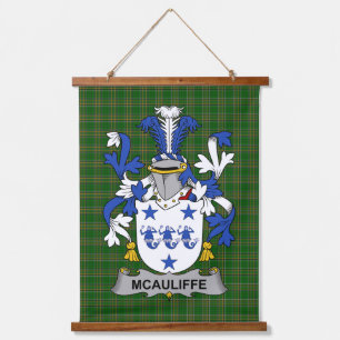 Irisches McAuliffe-Wappen Familienwappen Wandteppich Mit Holzrahmen