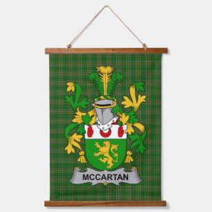 Irisches McCartan-Wappen Familienwappen Wandteppich Mit Holzrahmen
