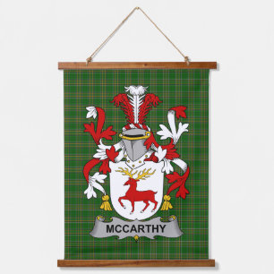 Irisches McCarthy-Wappen Familienwappen Wandteppich Mit Holzrahmen