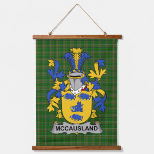 Irisches McCausland-Wappen Familienwappen Wandteppich Mit Holzrahmen