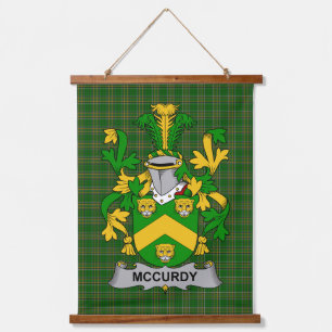 Irisches McCurdy oder Curdy Wappen Familienwappen Wandteppich Mit Holzrahmen
