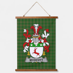 Irisches McDevitt-Wappen Familienwappen Wandteppich Mit Holzrahmen
