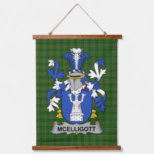 Irisches McElligott-Wappen Familienwappen Wandteppich Mit Holzrahmen