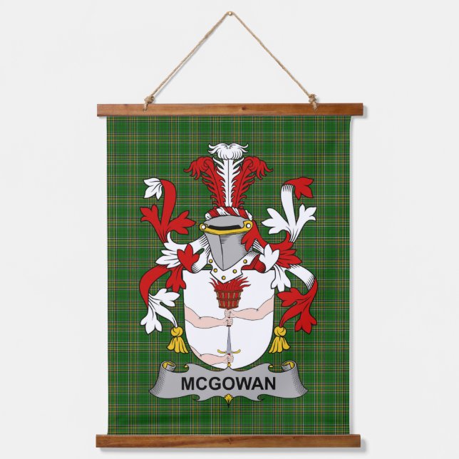 Irisches McGowan oder McGouan Wappen Familienwappe Wandteppich Mit Holzrahmen (Vorderseite)
